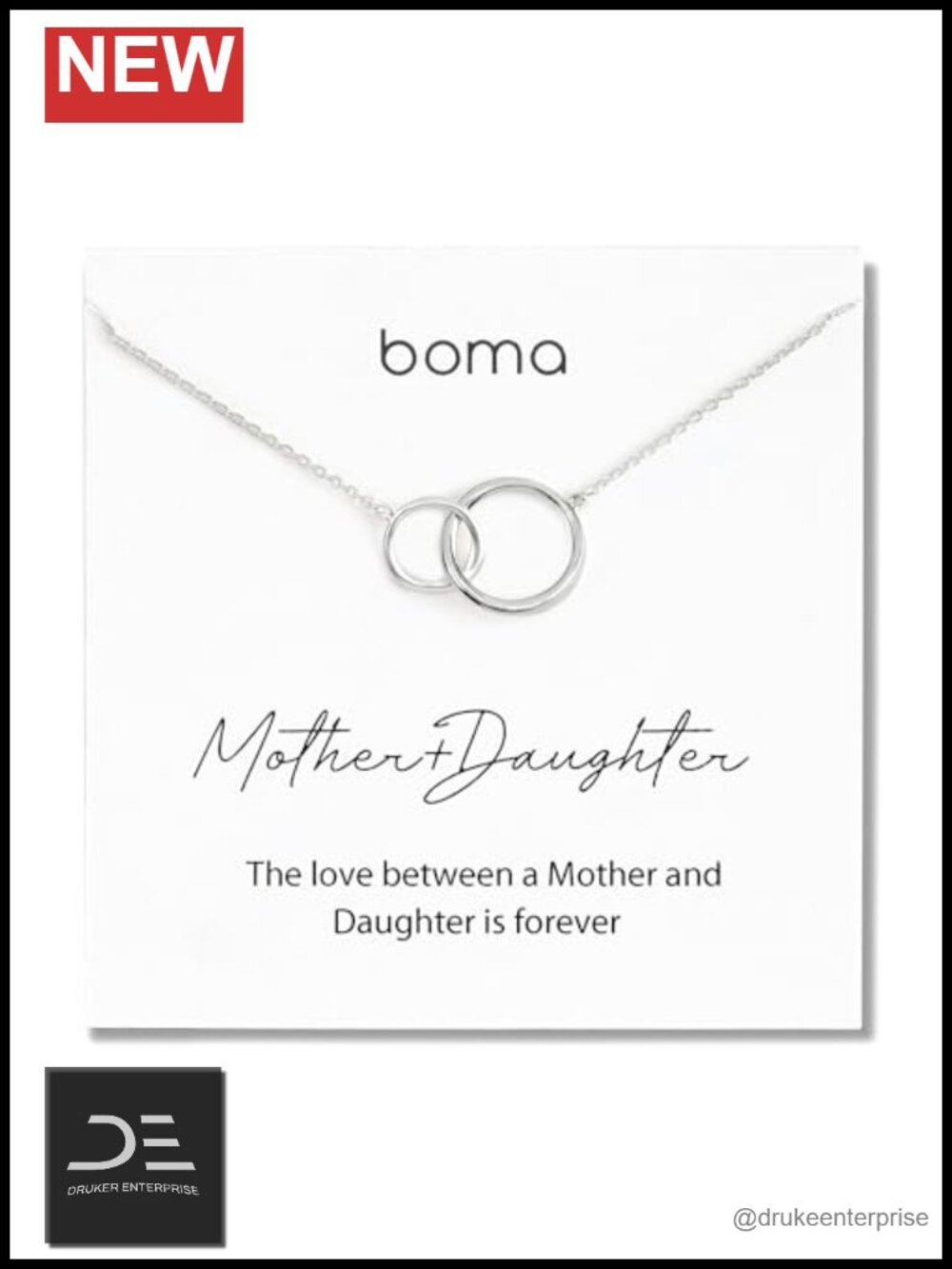 Sterling Silver Mother Daughter Interlocking Circles Necklace 18"